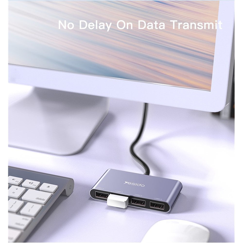 Hub USB Yesido HB12, 4 en 1, Gris