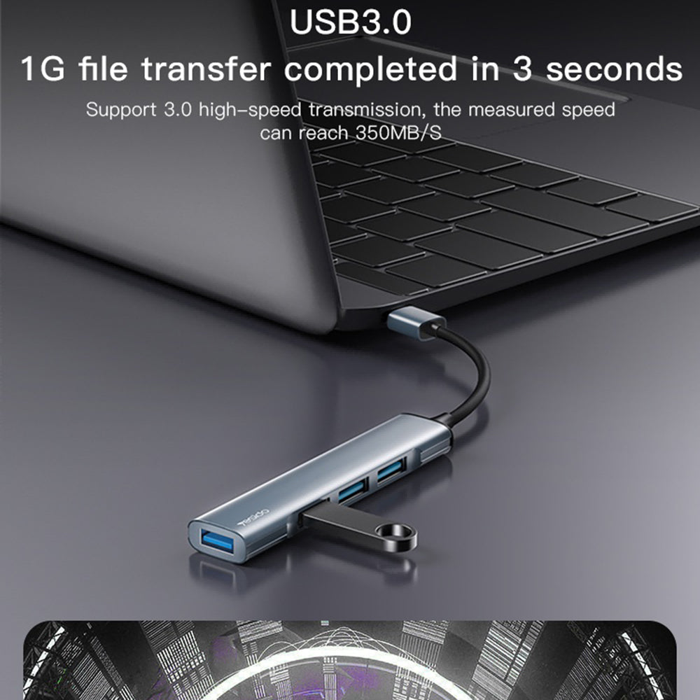 Hub USB Yesido HB18, 4 en 1, Gris
