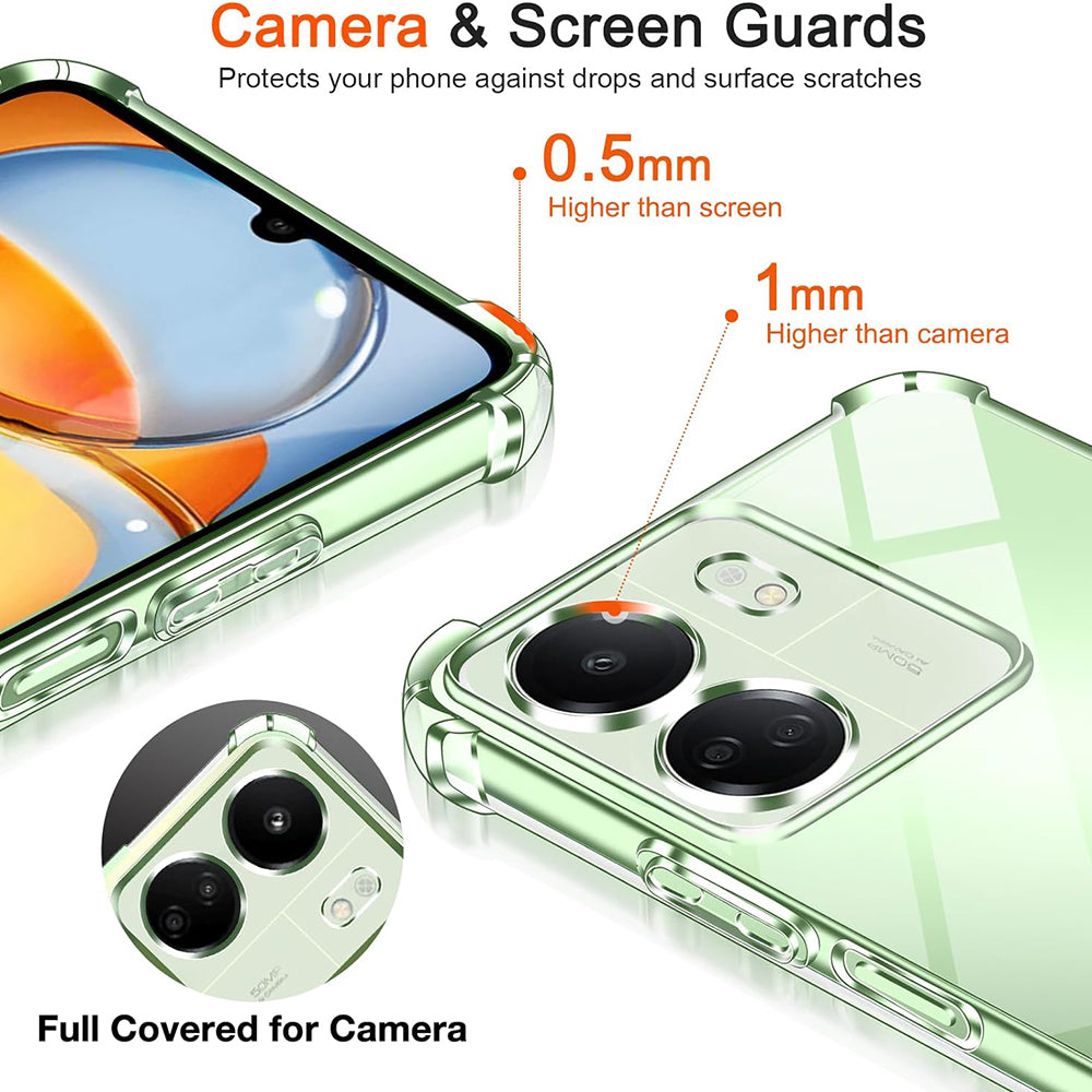 Funda con Protección para Cámara para Xiaomi Poco C65 / Redmi 13C, Techsuit, Transparente a Prueba de Golpes