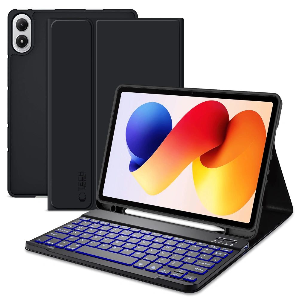 Funda con teclado para Xiaomi Poco Pad M1 / Redmi Pad 2 Pro, Tech-Protect, SC PEN, Negra