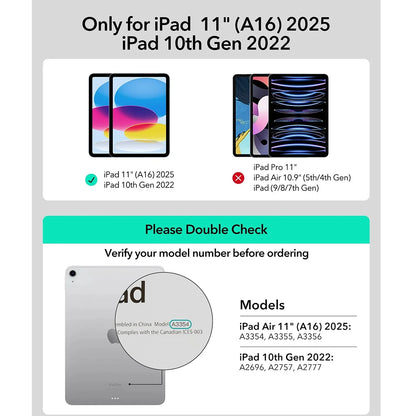 Funda con Teclado para Apple iPad (2025) / (2022), ESR, Rebound, Blanca