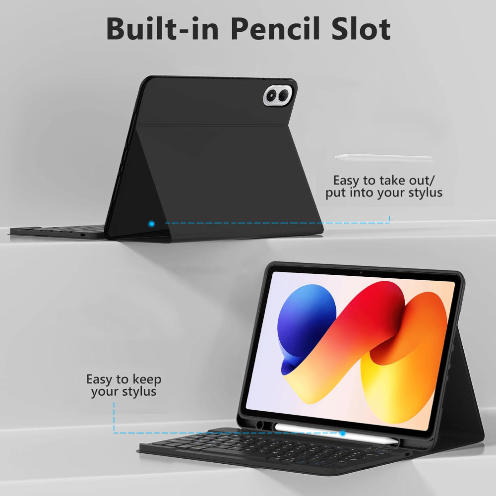 Funda con teclado para Xiaomi Poco Pad M1 / Redmi Pad 2 Pro, Tech-Protect, SC PEN, Negra