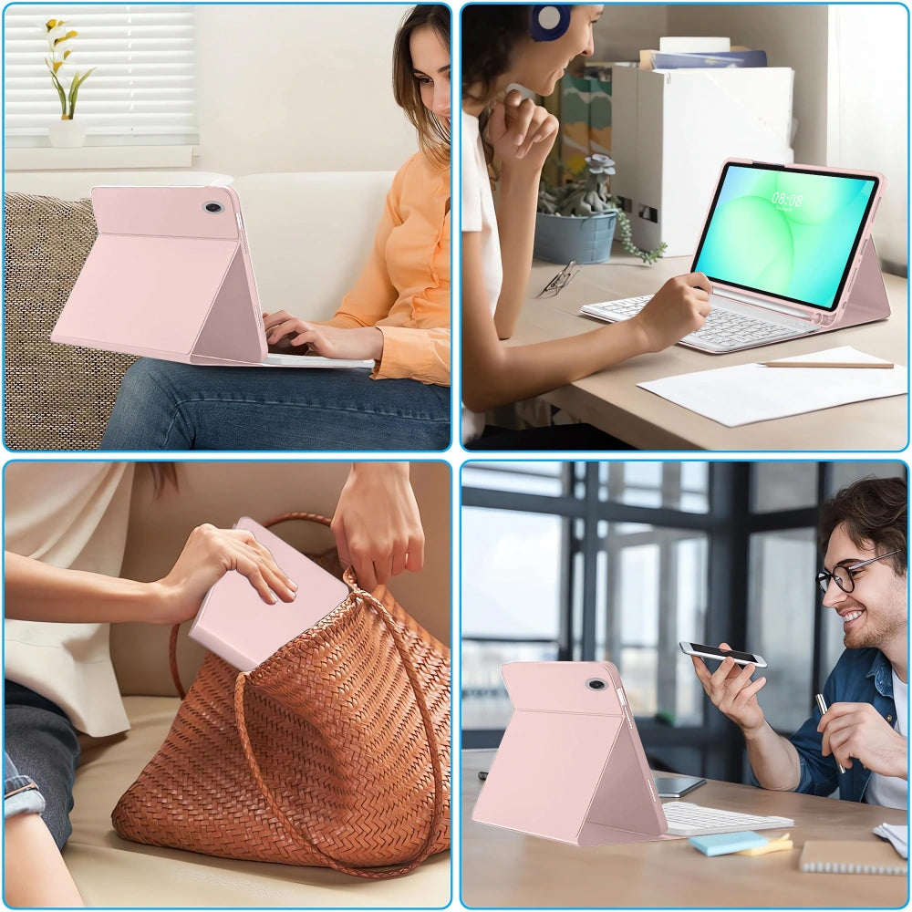 Funda con teclado para Samsung Galaxy Tab A11+ / Tab A9+, Tech-Protect, SC PEN, Rosa