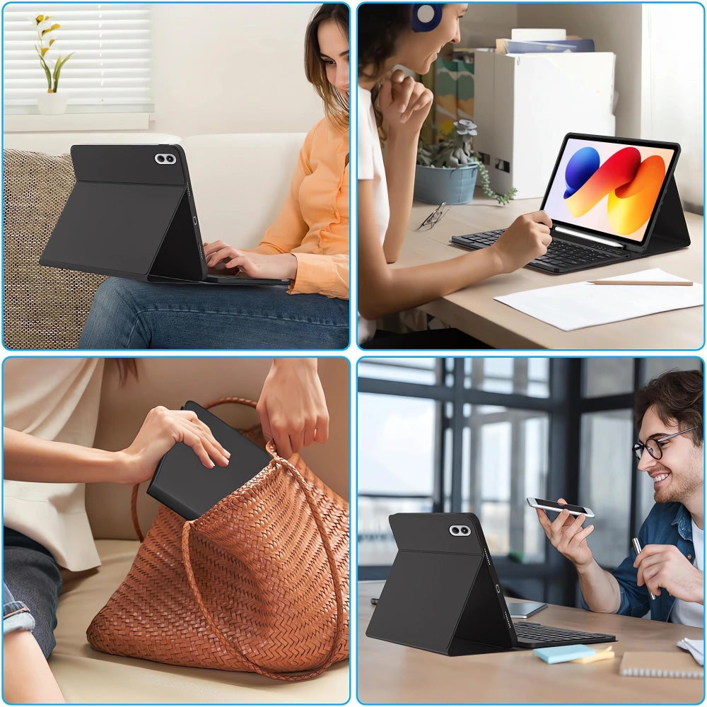 Funda con teclado para Xiaomi Poco Pad M1 / Redmi Pad 2 Pro, Tech-Protect, SC PEN, Negra
