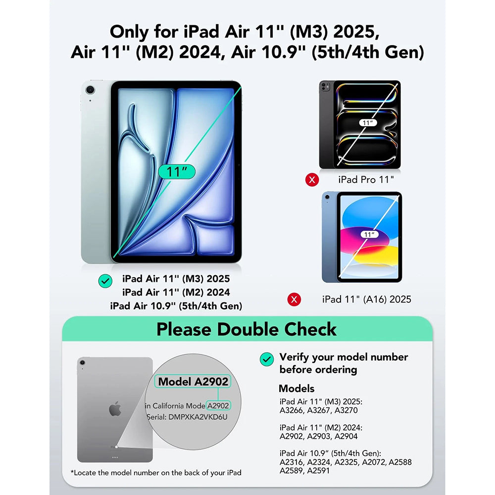 Funda con Teclado para Apple iPad Air 11 (2026) / iPad Air 11 (2025) / Air 11 (2024) / Air (2022) / Air (2020), ESR, Flex, Gris