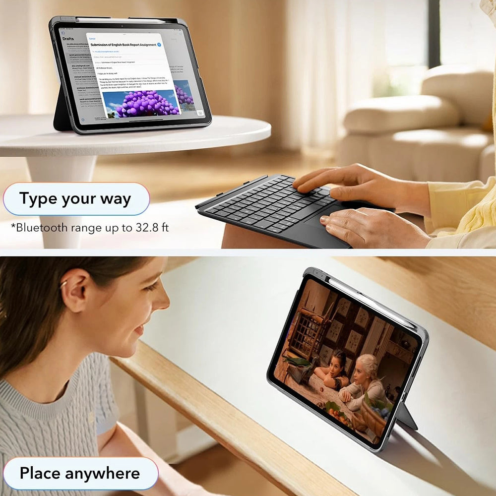Funda con Teclado para Apple iPad Air 11 (2026) / iPad Air 11 (2025) / Air 11 (2024) / Air (2022) / Air (2020), ESR, Flex, Gris