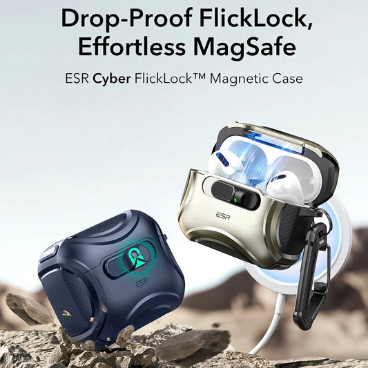 Funda ESR Cyber FlickLock para Apple AirPods Pro 3, Azul