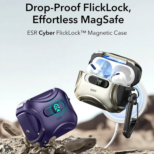 Funda ESR Cyber FlickLock para Apple AirPods Pro 3, Morado