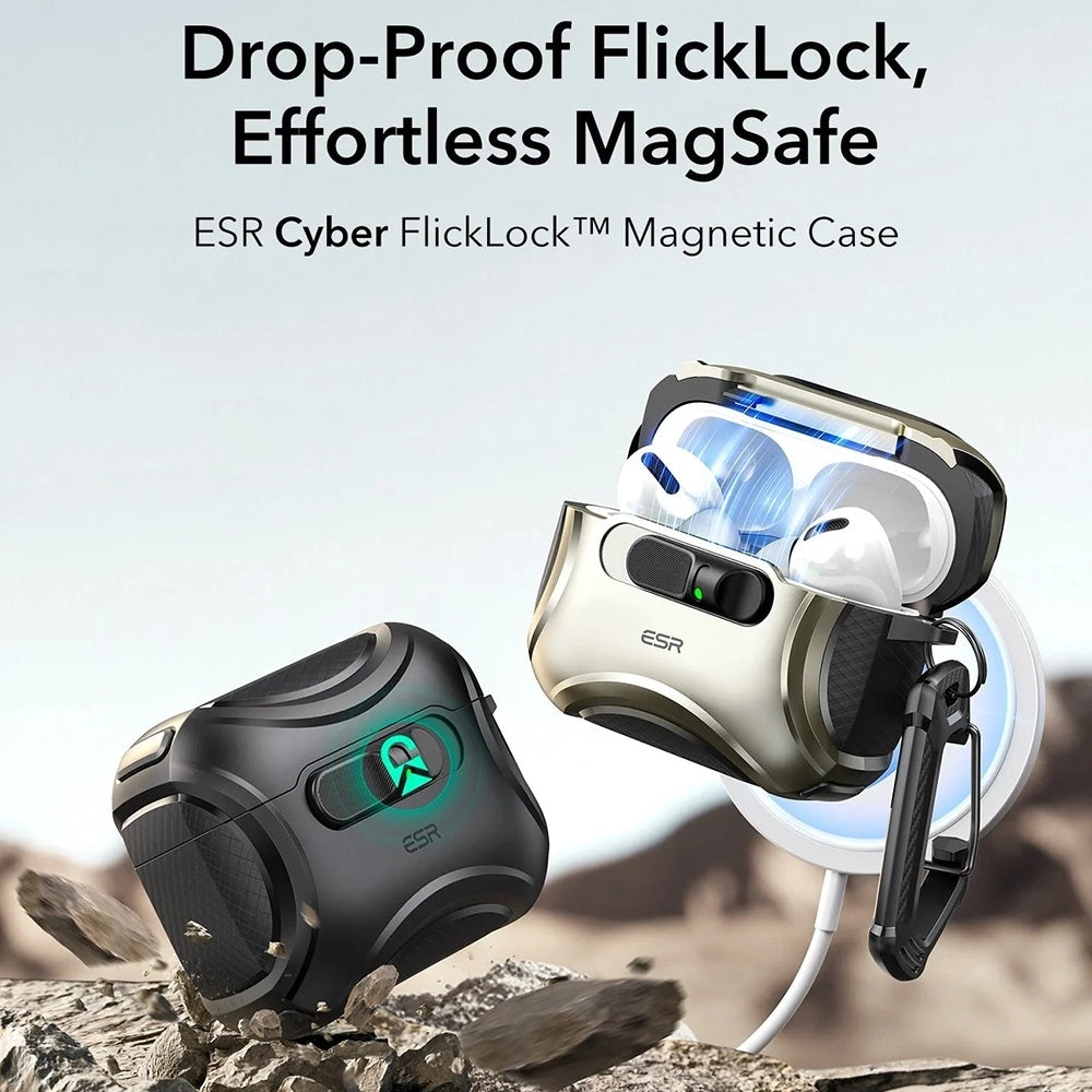 Funda ESR Cyber FlickLock para Apple AirPods Pro 3, Negra