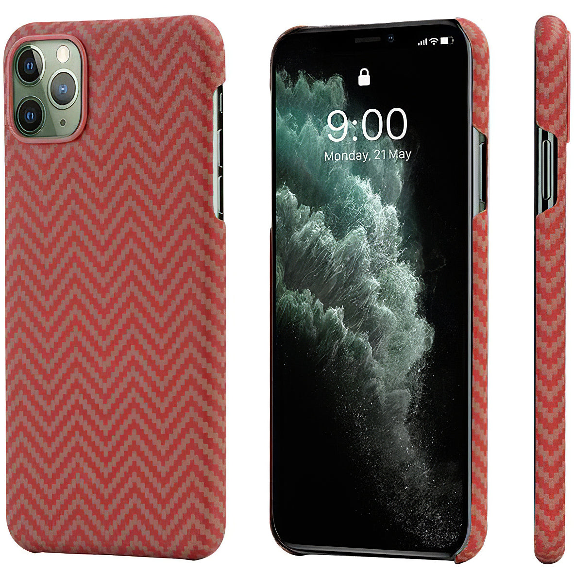 Funda para Apple iPhone 11 Pro, Pitaka, MagEZ Car Herrignbone, Rosie KI1107