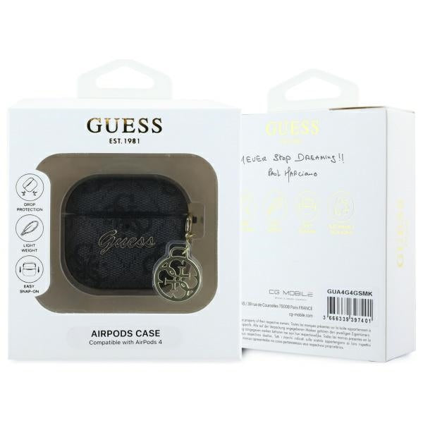 Funda Guess 4G Charm para Apple AirPods 4, Negra