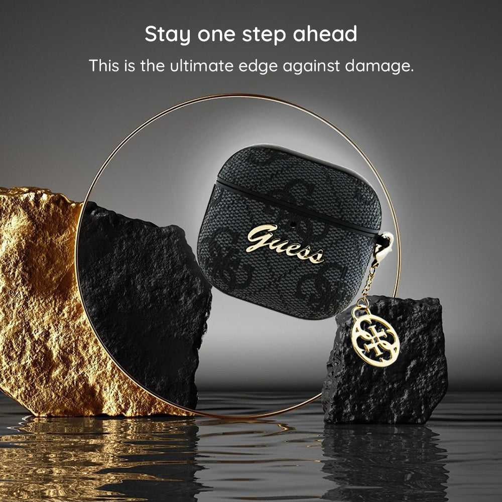 Funda Guess 4G Charm para Apple AirPods 4, Negra