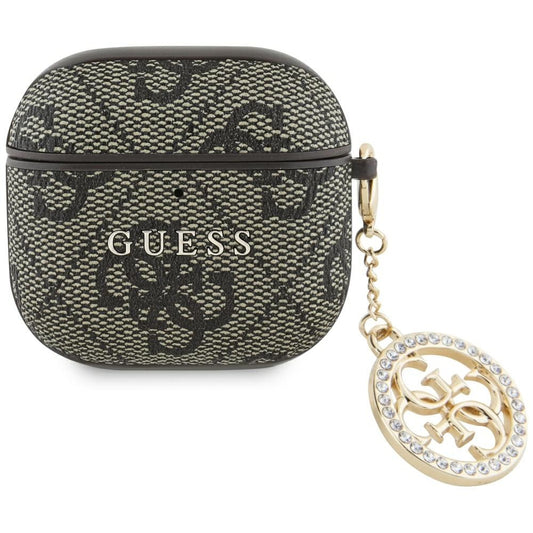 Funda Guess 4G Strass Charm para Apple AirPods 4, Marrón