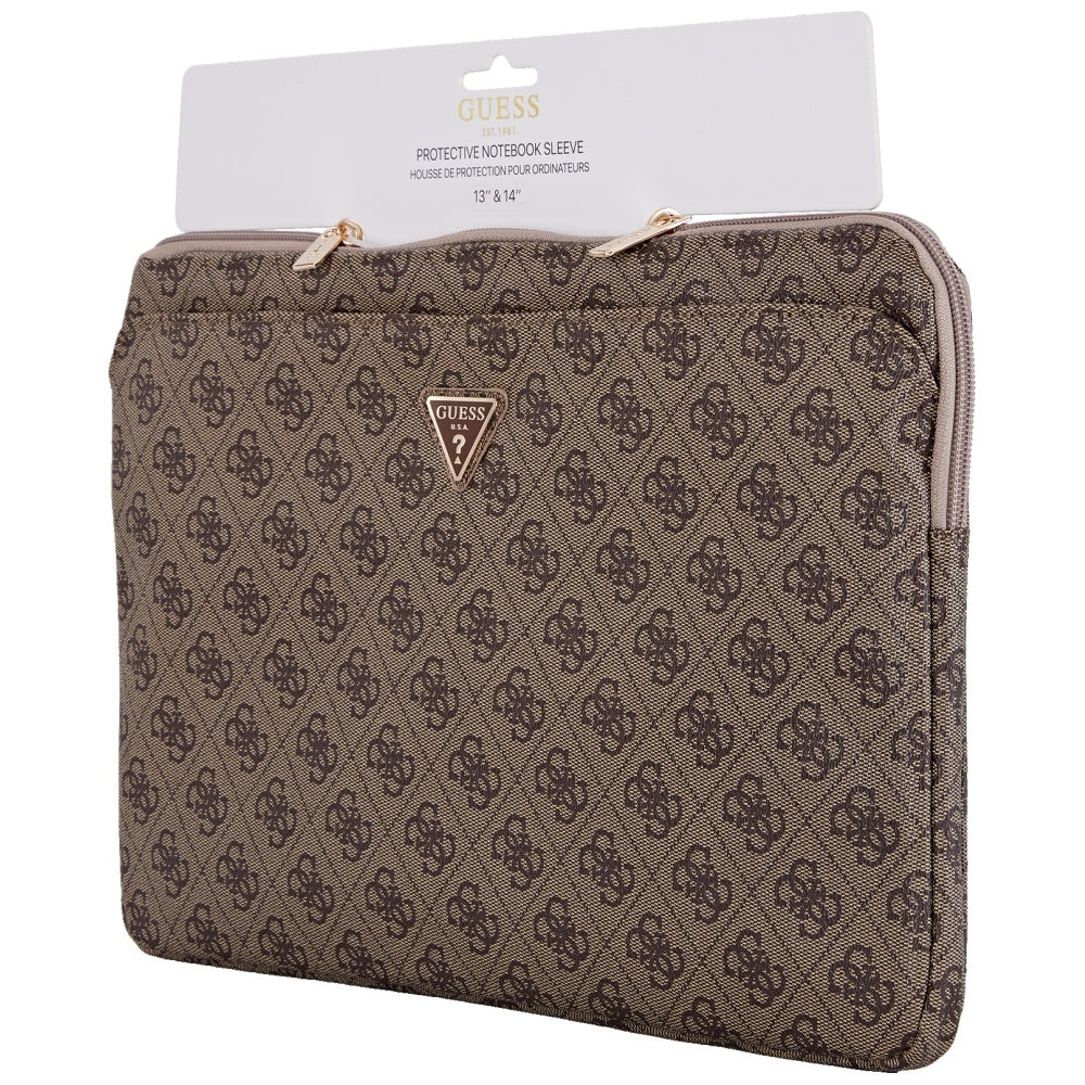 Funda Guess 4G Triangle Logo para Laptop de 14 pulgadas, Marrón