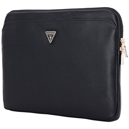 Funda Guess Grained Triangle Logo para Laptop de 14 pulgadas, Negra