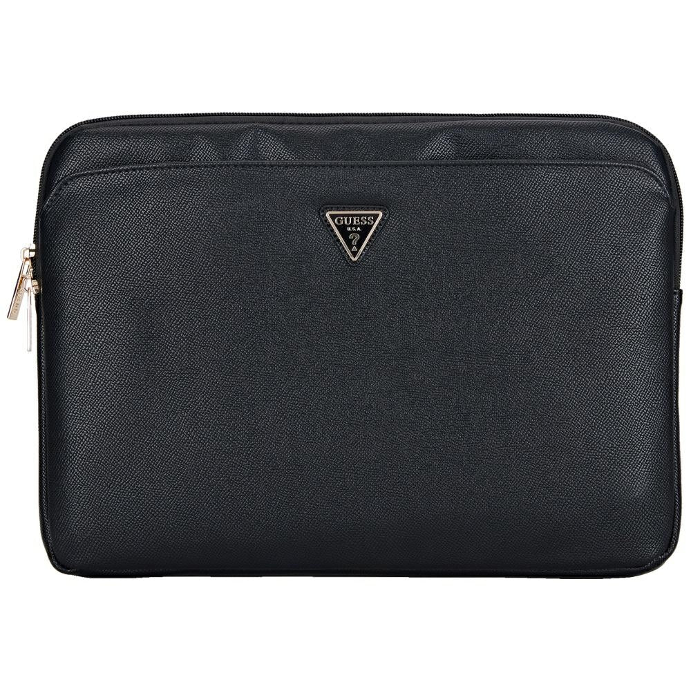 Funda Guess Grained Triangle Logo para Laptop de 14 pulgadas, Negra