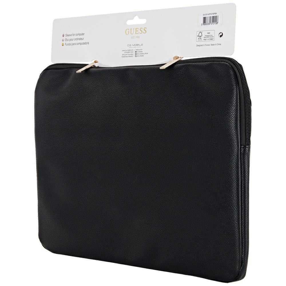 Funda Guess Grained Triangle Logo para Laptop de 14 pulgadas, Negra