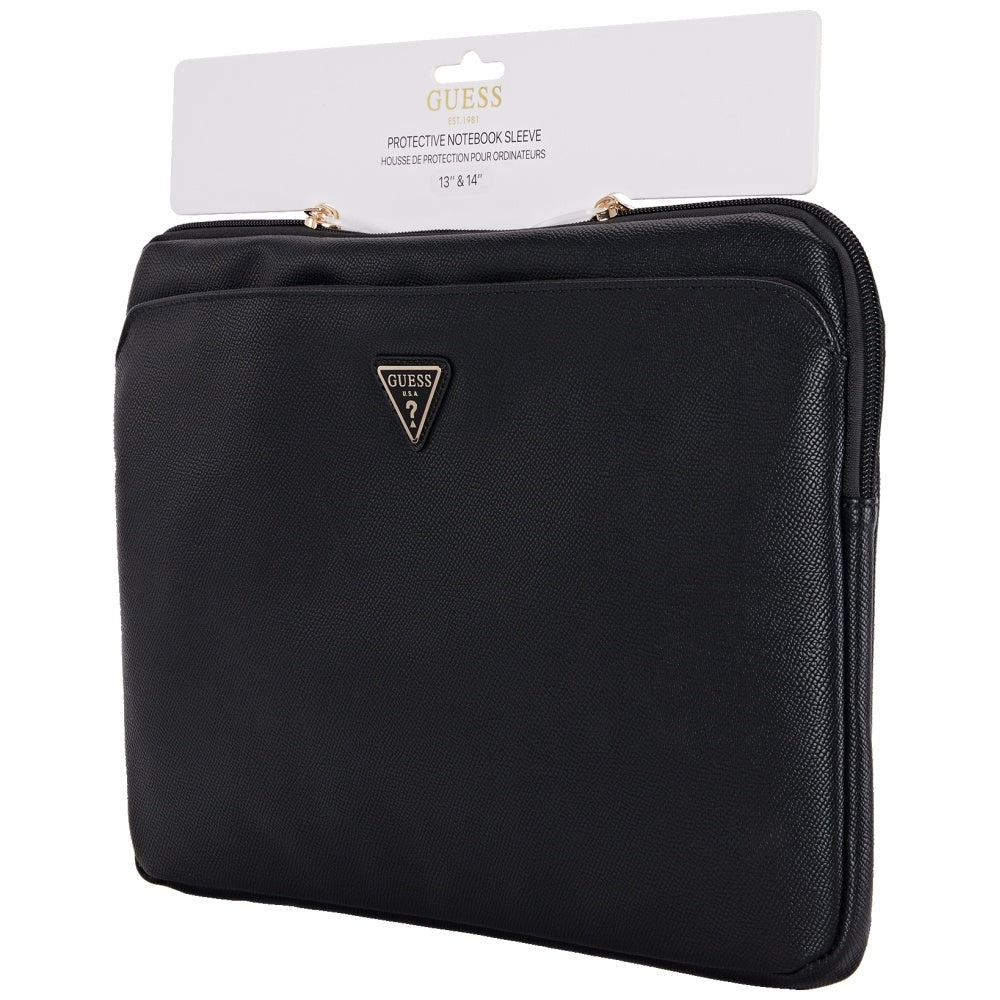 Funda Guess Grained Triangle Logo para Laptop de 14 pulgadas, Negra