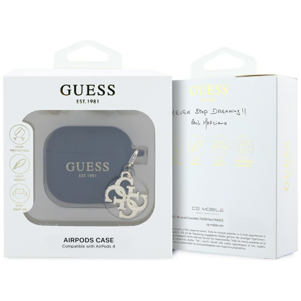 Funda Guess W/4G Charm para Apple AirPods 4, Negra