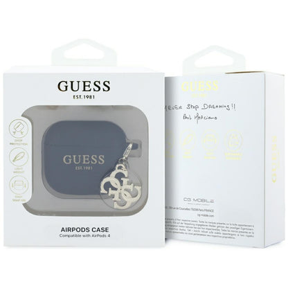Funda Guess W/4G Charm para Apple AirPods 4, Negra