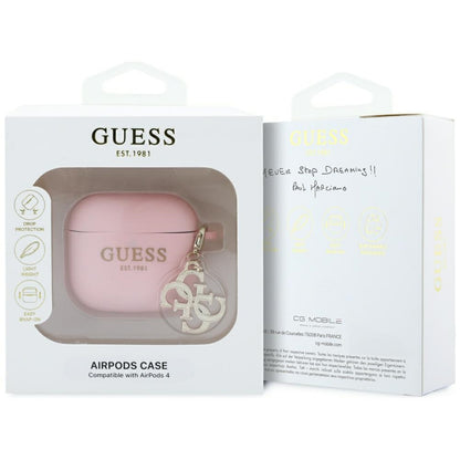 Funda Guess W/4G Charm para Apple AirPods 4, Rosa