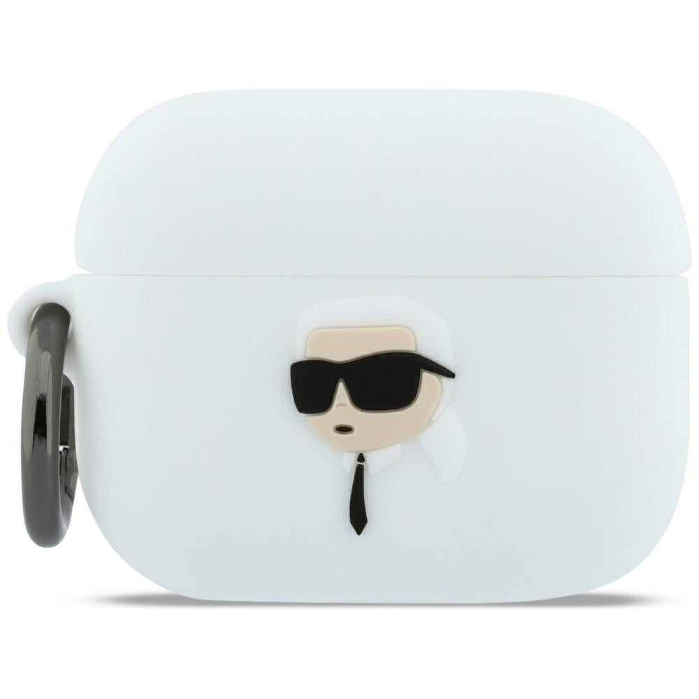 Funda Karl Lagerfeld 3D Karl's Head para Apple AirPods Pro 3, Blanca