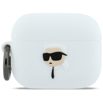 Funda Karl Lagerfeld 3D Karl's Head para Apple AirPods Pro 3, Blanca