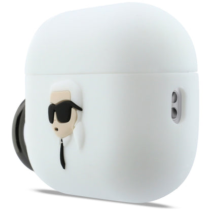 Funda Karl Lagerfeld 3D Karl's Head para Apple AirPods Pro 3, Blanca