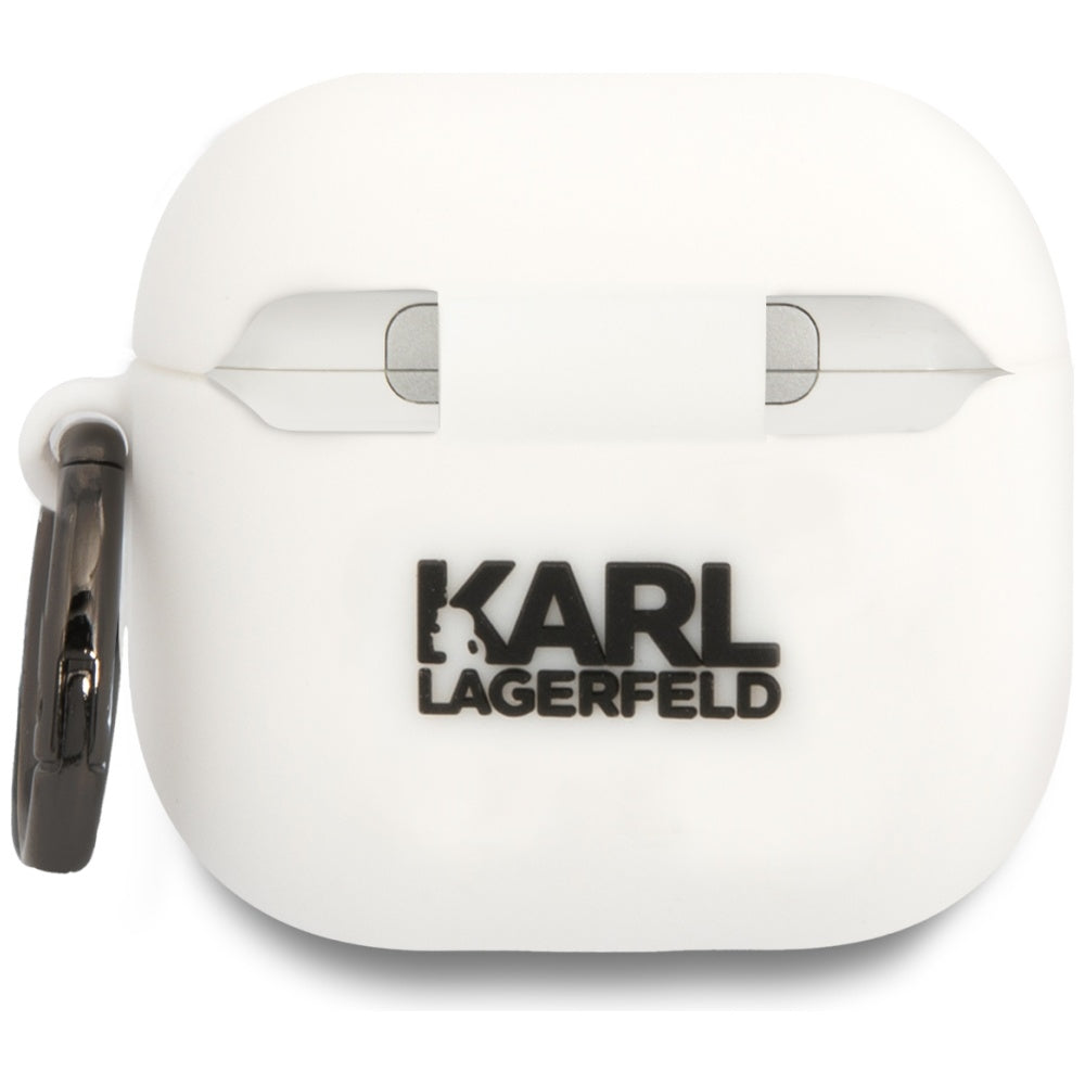 Funda Karl Lagerfeld 3D NFT Karl's Head para Apple AirPods 4, Blanca