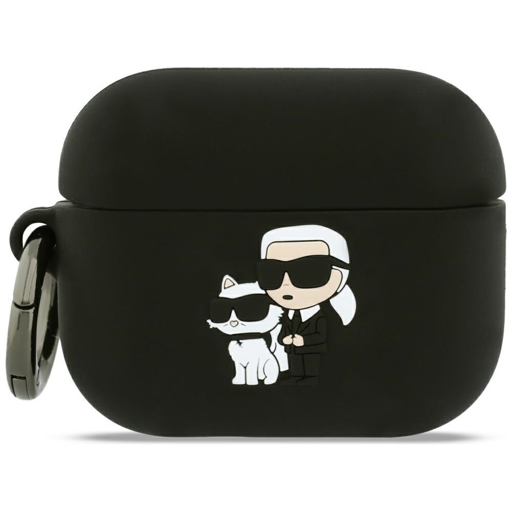 Funda Karl Lagerfeld Silicone Karl & Choupette 3D para Apple AirPods Pro 3, Negra