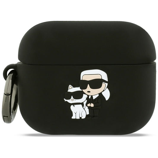 Funda Karl Lagerfeld Silicone Karl & Choupette 3D para Apple AirPods Pro 3, Negra
