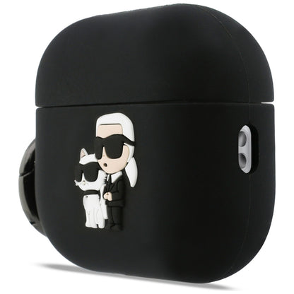 Funda Karl Lagerfeld Silicone Karl & Choupette 3D para Apple AirPods Pro 3, Negra