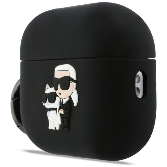 Funda Karl Lagerfeld Silicone Karl & Choupette 3D para Apple AirPods Pro 3, Negra