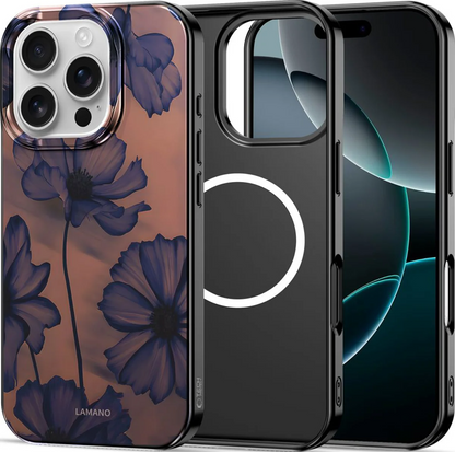 MagSafe Case for Apple iPhone 16 Pro, Tech-Protect, Lamano Velvet Night, Black