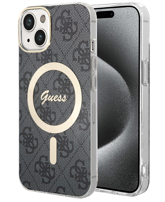 Funda MagSafe para Apple iPhone 15, Guess, 4G IML, Negra GUHMP15SH4STK