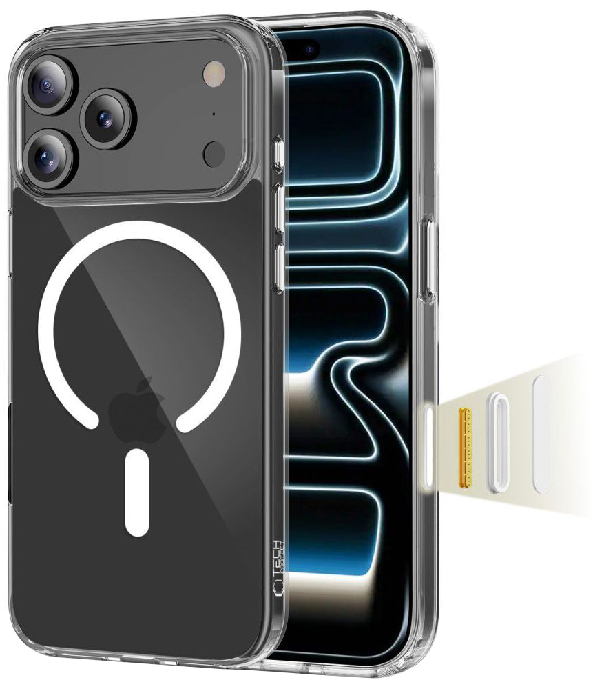 Funda MagSafe para Apple iPhone 17 Pro, Tech-Protect, Flexair Hybrid CC, Transparente
