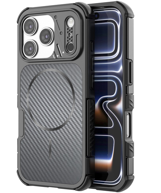 Funda MagSafe para Apple iPhone 18 Pro / 17 Pro, OEM, Protección de Carbono y Esquinas, Negra