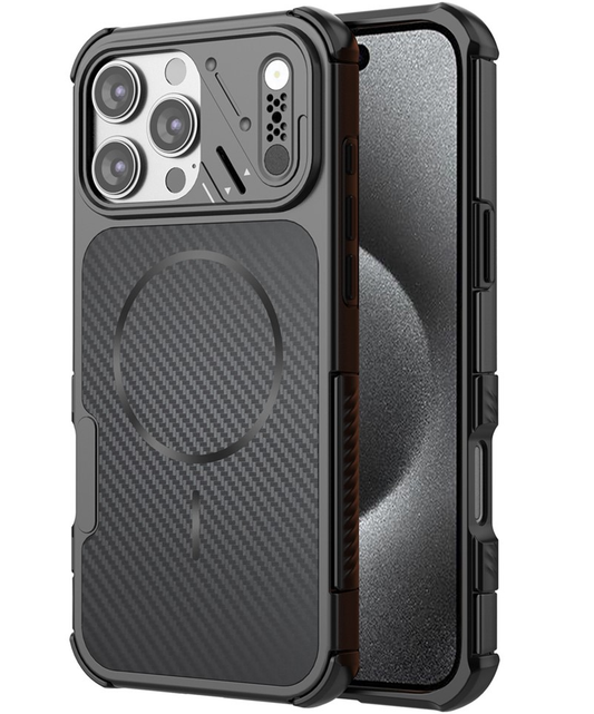 Funda MagSafe para Apple iPhone 16 Pro Max, OEM, Protección de Carbono y Esquinas, Negra