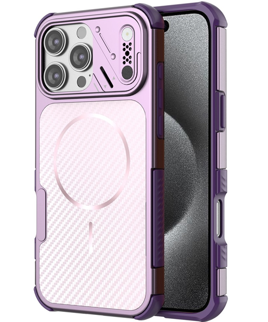 Funda MagSafe para Apple iPhone 16 Pro, OEM, Protección de Carbono y Esquinas, Morado