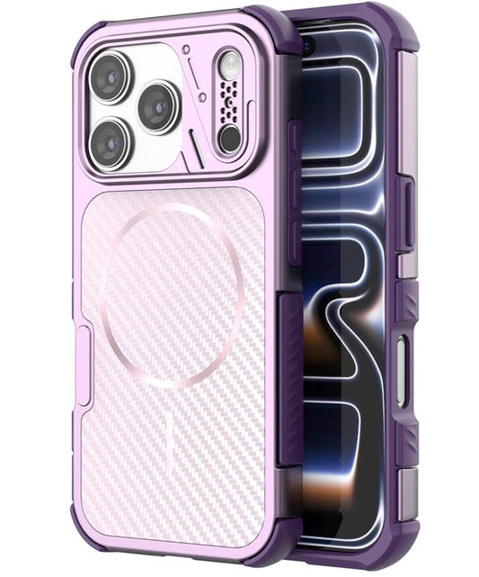 Funda MagSafe para Apple iPhone 18 Pro / 17 Pro, OEM, Protección de Carbono y Esquinas, Morado