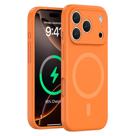 Funda MagSafe para Apple iPhone 17 Pro, OEM, Silicona Líquida, Naranja
