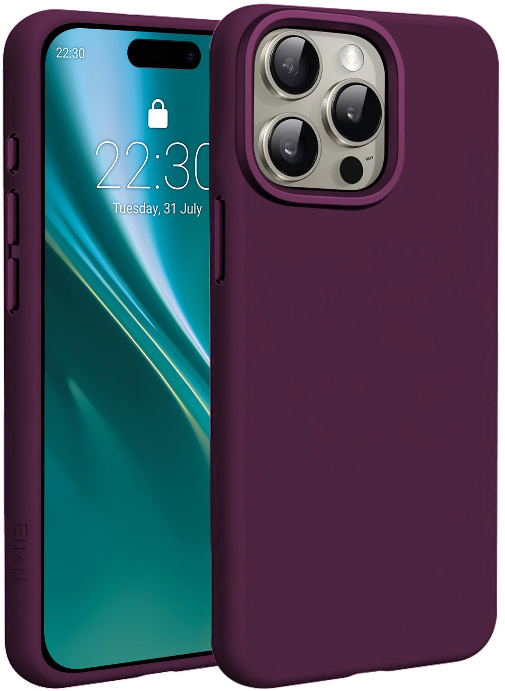 Funda MagSafe para Apple iPhone 15 Pro, Etteri, Silicone Mag, Vino