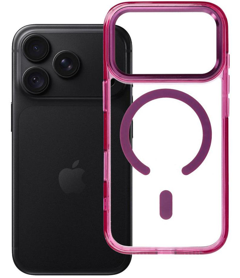 Funda MagSafe para Apple iPhone 18 Pro / iPhone 17 Pro, OEM, Frame Clear Hybrid, color burdeos.
