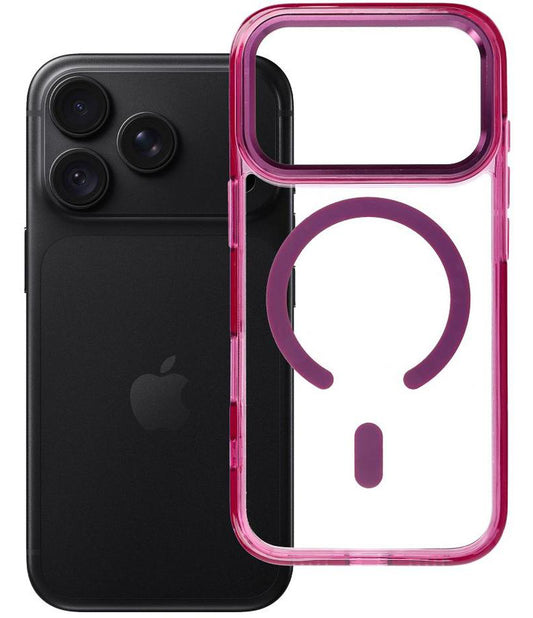 Funda MagSafe para Apple iPhone 18 Pro / iPhone 17 Pro, OEM, Frame Clear Hybrid, color burdeos.