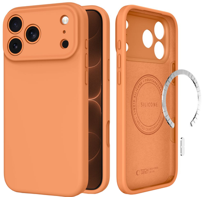 Funda MagSafe para Apple iPhone 18 Pro Max / 17 Pro Max, Tech-Protect, silicona, naranja.