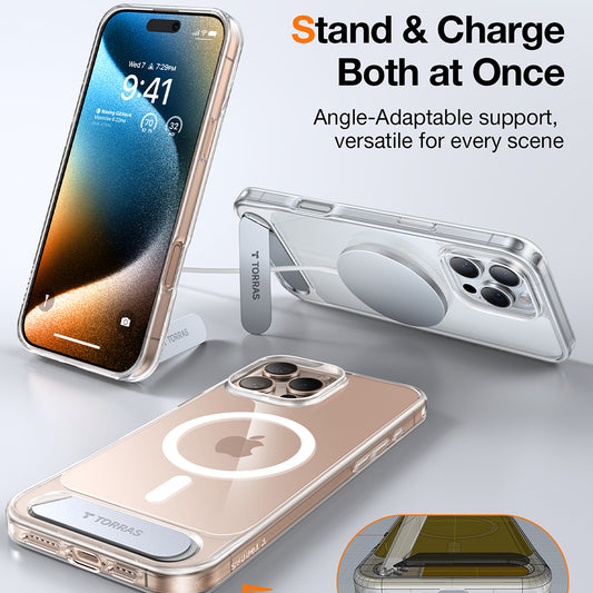 Funda MagSafe para Apple iPhone 16 Pro, Torras, Pstand, Transparente
