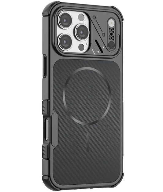 Funda MagSafe para Apple iPhone 16 Pro, OEM, Protección de Carbono y Esquinas, Negra