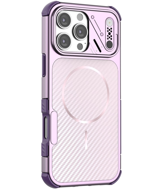 Funda MagSafe para Apple iPhone 16 Pro, OEM, Protección de Carbono y Esquinas, Morado