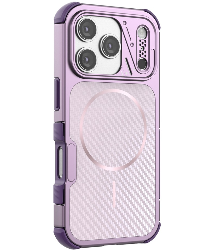 Funda MagSafe para Apple iPhone 18 Pro / 17 Pro, OEM, Protección de Carbono y Esquinas, Morado