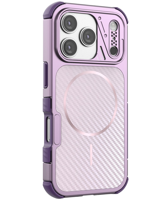 Funda MagSafe para Apple iPhone 18 Pro / 17 Pro, OEM, Protección de Carbono y Esquinas, Morado